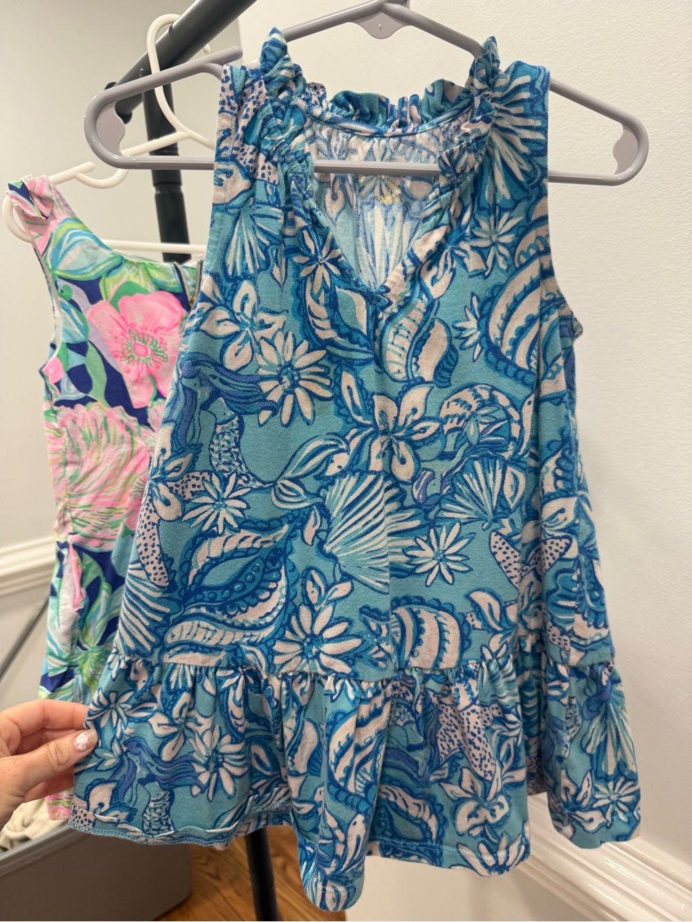 Lilly Pulitzer Blue & White Floral Ruffle Dress
